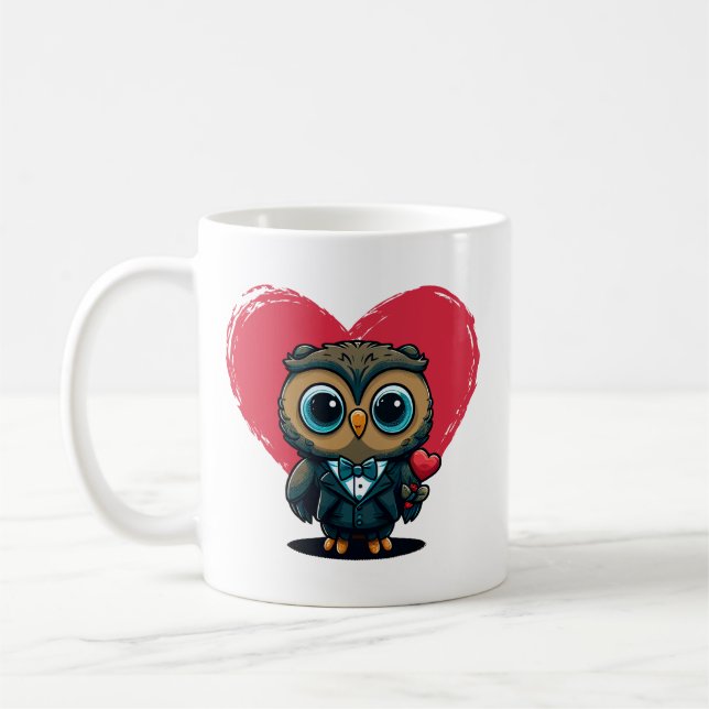 Mug Saint Valentin Romance avec la salle Adorable Owl (Gauche)