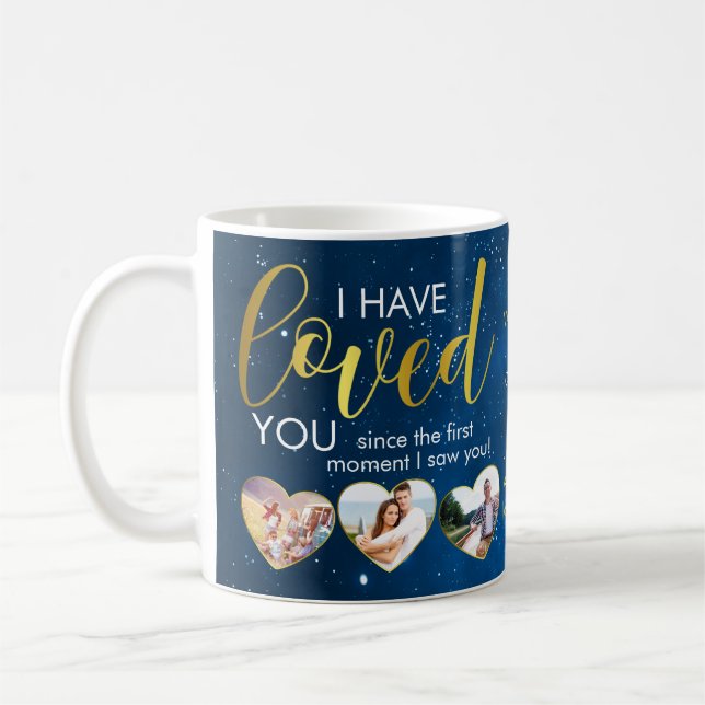 Mug Saint Valentin Romantique Coeur aimé Collage photo (Gauche)