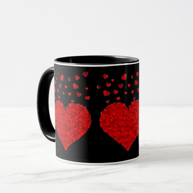 Mug Saint-Valentin rouge Élégance noir-noir (Devant gauche)