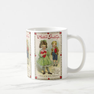 Mug Saint-Valentin victorien vintage, enfants timides