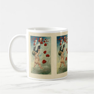 Mug Saint-Valentin vintage, Chérubin avec des cœurs ai