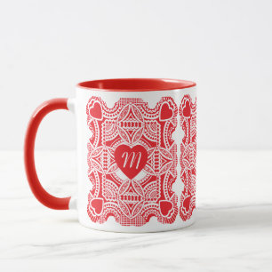 Mug Saint-Valentin vintage, cœurs victoriens découpés