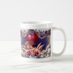 Mug Saint Valentin vintage, Tcherubs dans les nuages
