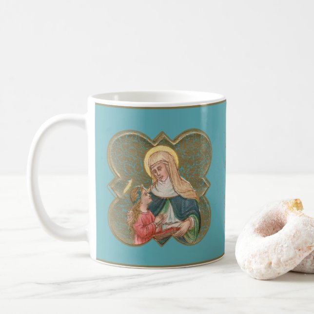Mug Sainte-Anne et la BVM dans un Quatrefoil barbelé ( (Avec donut)