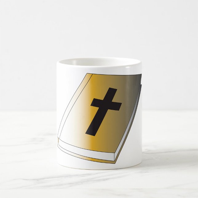 Mug Sainte Bible dorée avec Croix Noire Religieuse (Créateur téléchargé)