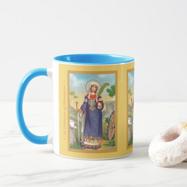 Mug Sainte Catherine d'Alexandrie en robe égyptienne (Avec donut)