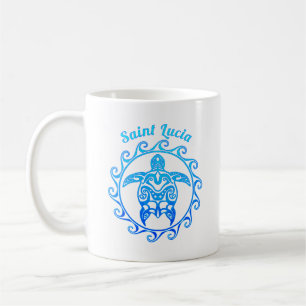 Mug Sainte-Lucie tribale de tortue de bleu d'océan