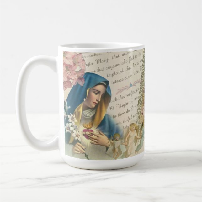 Mug Sainte Vierge Marie Vintage catholique Rosaire mar (Gauche)