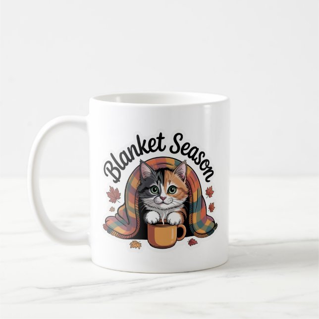 Mug Saison Blanche Chaud Calico Chat (Gauche)