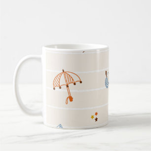 Mug Saison d'automne : Doodles rayés colorés.