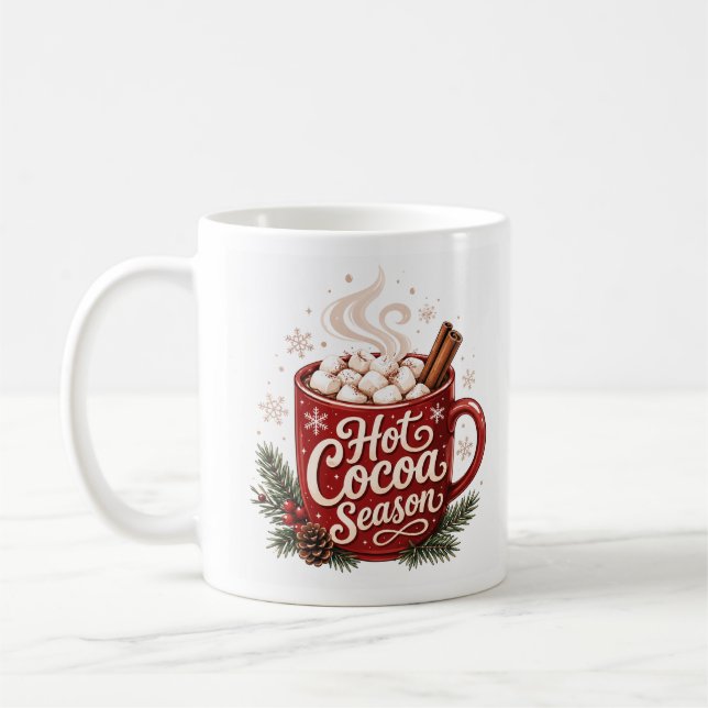 Mug Saison de cacao chaud Noël hivernal cosy (Gauche)