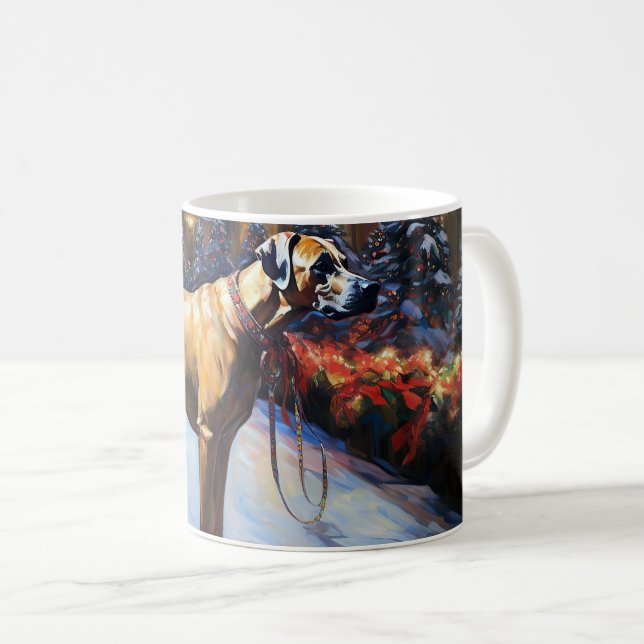 Mug Saison de Noël de Rhodesian Ridgeback (Devant droit)