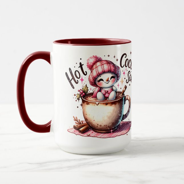 Mug Saison des femmes de neige au cacao rose chaud (Gauche)