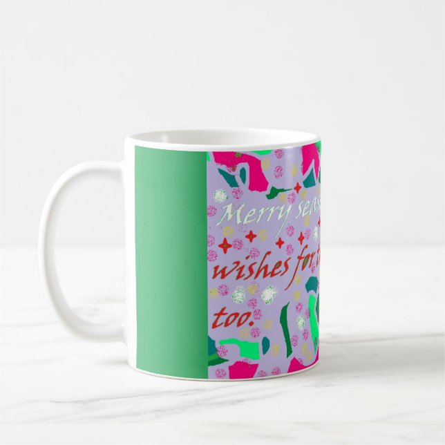 Mug Saisons salut art design vert rose rouge blanc (Gauche)