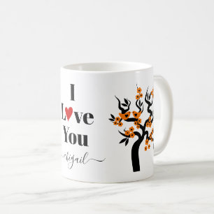 Mug Sakura cerisier Inséparable orange et fleurs