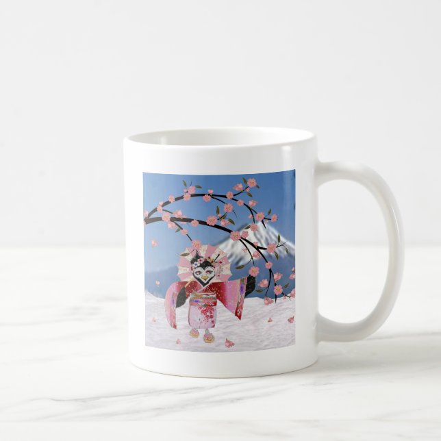 Mug Sakura Geisha Bird dans les fleurs de cerisiers de (Droite)