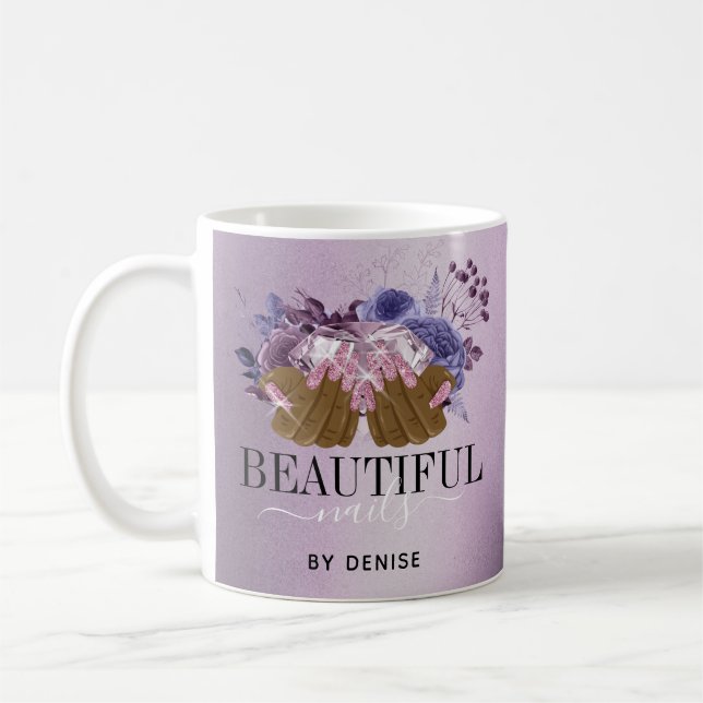 Mug Salon à ongles rose violet femme technicien des on (Gauche)