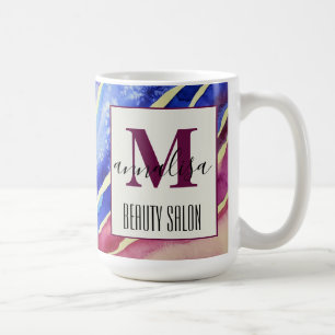 Mug Salon de beauté bleu rose Abstrait