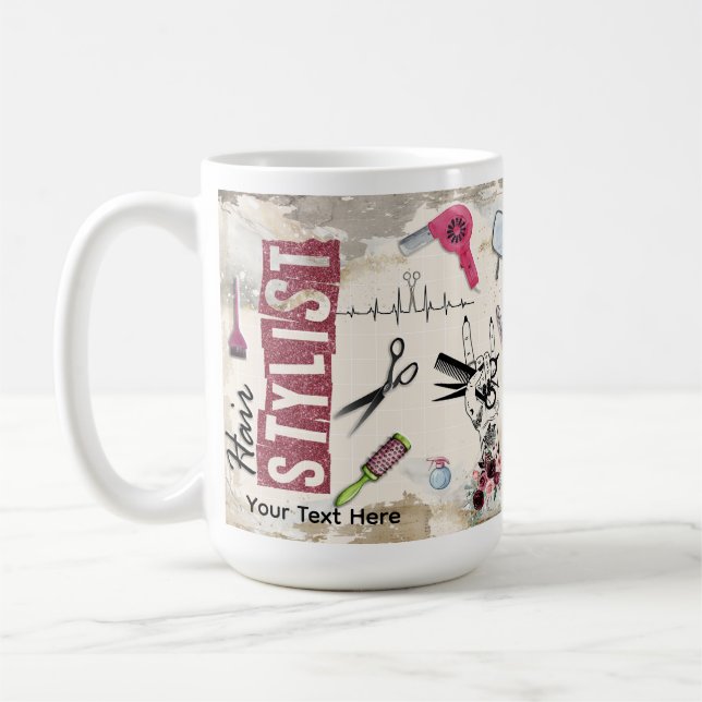 Mug Salon de coiffure cadeau personnalisé (Gauche)