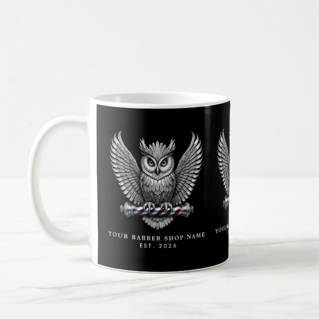 Mug Salon de coiffure moderne Silver Owl Promo Marque (Gauche)