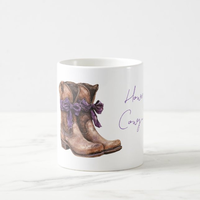 Mug Salut Boots Marron Cowgirl Bow Purple (Centre)