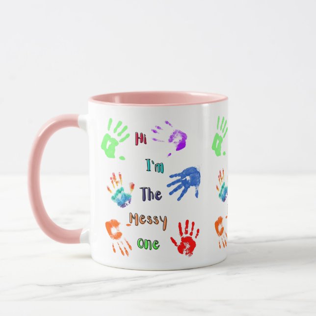 Mug Salut, je suis The Messy One - Paint Handprints (Gauche)