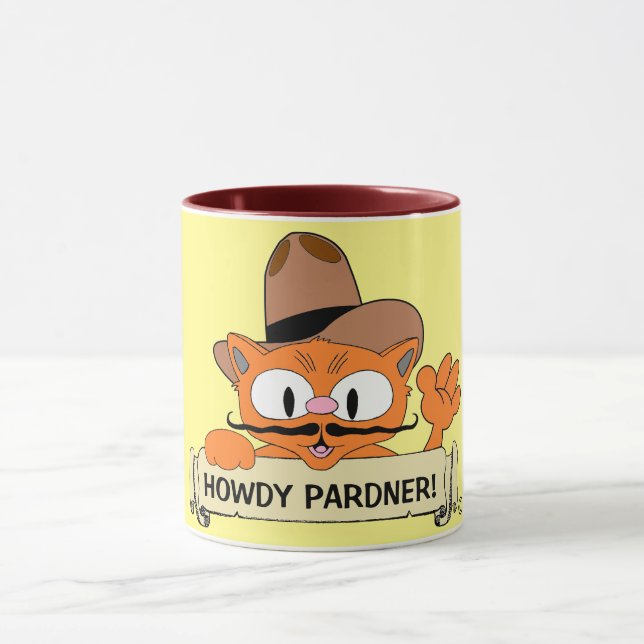 Mug "SALUT PARTENAIRE !" Chat à Moustache de Cowboy de (Centre)