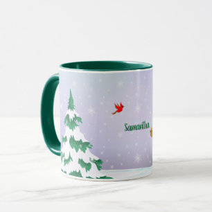 Mug Salutation de Noël des cardinaux d'hiver