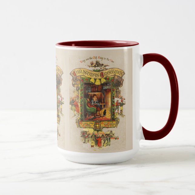 Mug Salutation de Noël Vintage (Droite)