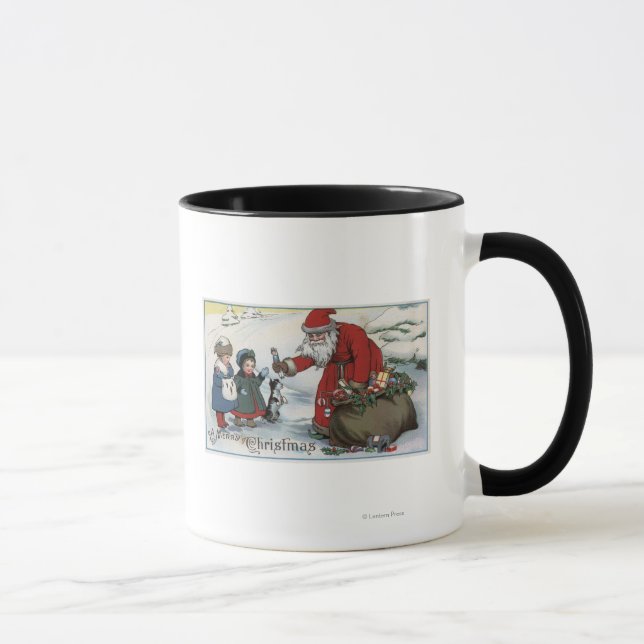 Mug Salutation de NoëlPère Noël et enfants (Droite)