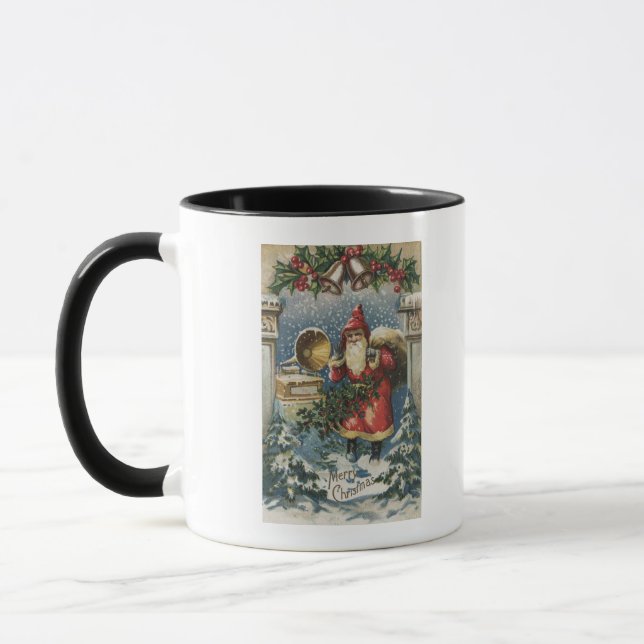 Mug Salutation de NoëlPère Noël et Joueur de disques (Gauche)