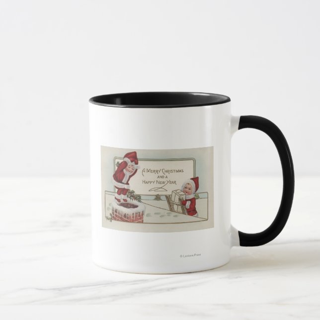 Mug Salutation de NoëlPetits enfants Chimney (Droite)