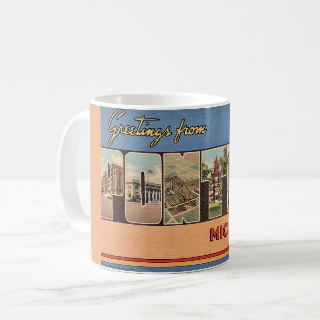 Mug Salutation Rétro Pontiac Michigan (Devant gauche)