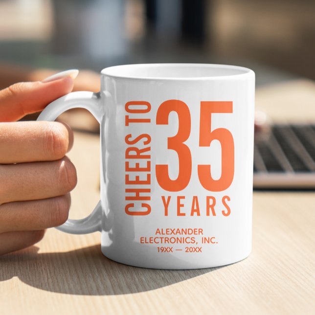 Mug Salutations à 35 ans d'anniversaire d'affaires (Change to ANY YEAR! Lots of other colors and years pre-done for you in our collection.)