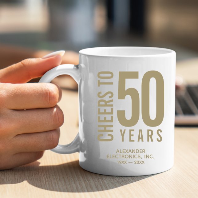 Mug Salutations à 50 ans anniversaire d'affaires (Change to ANY YEAR! Lots of other colors and years pre-done for you in our collection.)