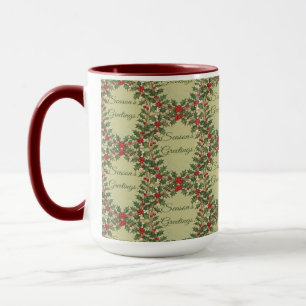 Mug Salutations de la saison décorative baie de houx
