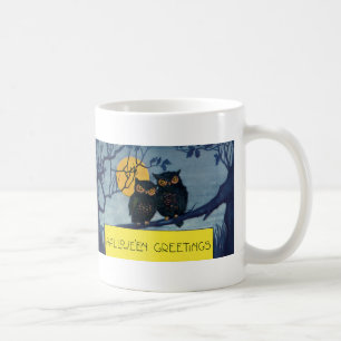 Mug Salutations d'Halloween vintage, Chouettes dans l'