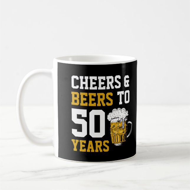 Mug Salutations et bières à 50 ans 50e anniversaire (Gauche)