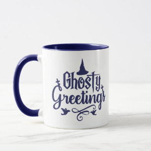 Mug Salutations Ghoost Bleu foncé et blanc Halloween