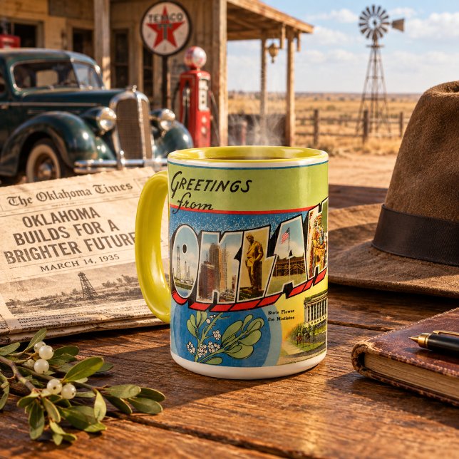 Mug Salutations Vintage d'Oklahoma Voyage (Créateur téléchargé)