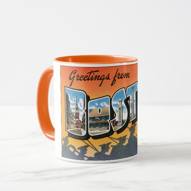 Mug Salutations Vintage voyage du Massachusetts de Bos (Devant gauche)