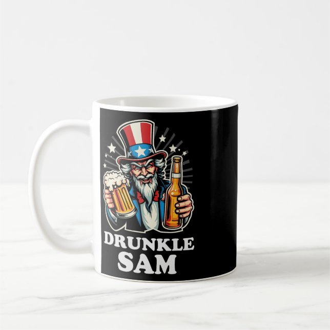 Mug Sam ivre drôle 4 juillet Oncle Sam avec bière  (Gauche)