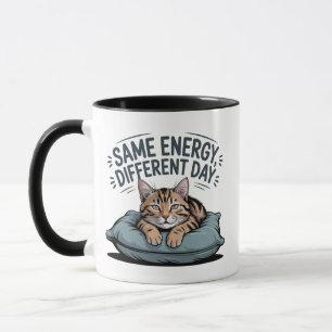 Mug Same Energy Different Day Cat    Cute Lazy Cat 