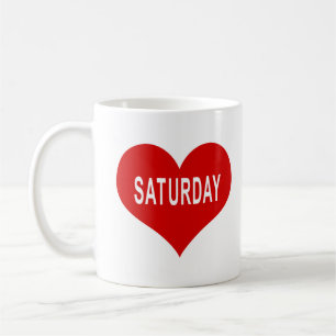 Mug SAMEDI Cœur d'amour rouge