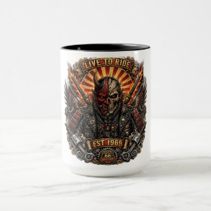 Mug Samouraï Oni Motard - Vivre Pour Rouler Établ 1969