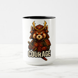 Mug Samouraï Panda roux avec le mot Courage