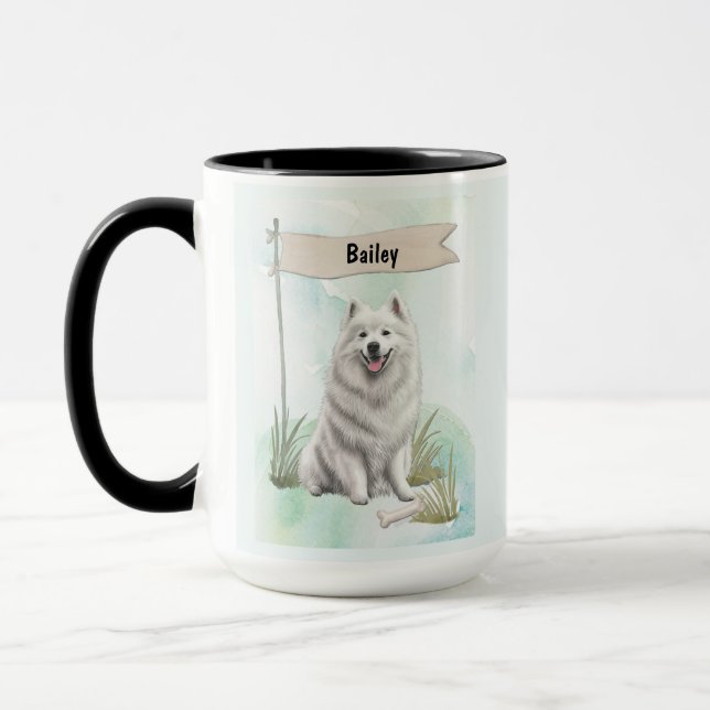 Mug Samoyed Aquarelle Chien Personnalisé (Gauche)