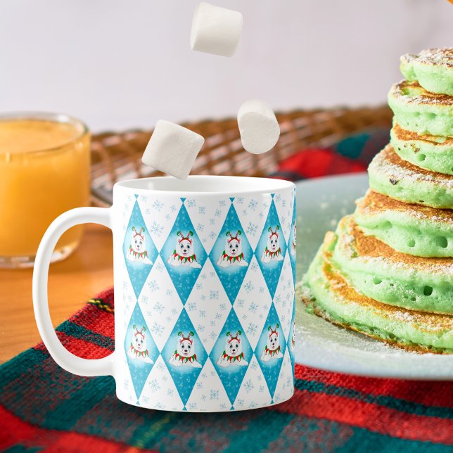 Mug Samoyed Winter Holiday Diamond Motif (Diamond-dazzling elf pup brings joy, warm sips, and snowy smiles! )