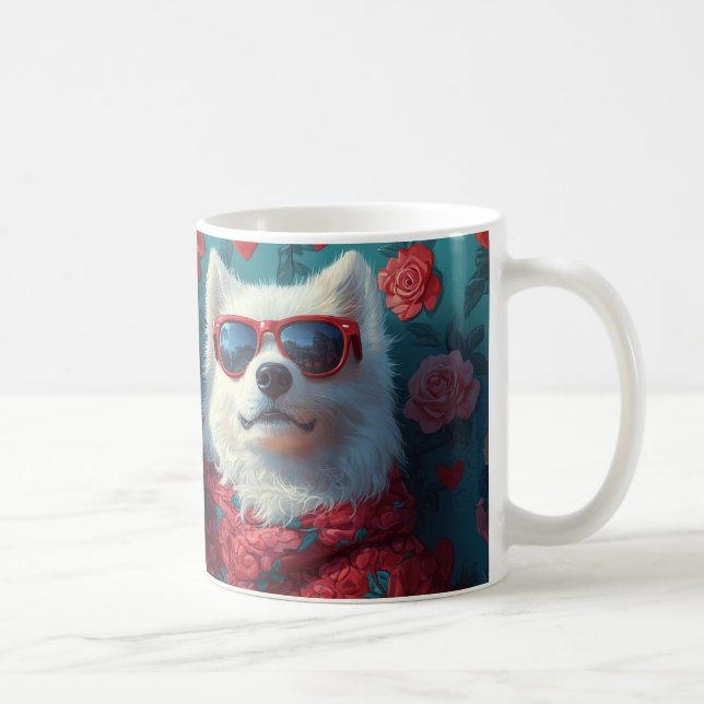 Mug Samoyède avec Roses du cœur pour la Saint-Valentin (Droite)