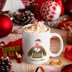 Mug Samoyède de vacances portant un pull moche de Noël